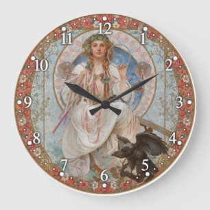 Art Nouveau - Alphonse Mucha Large Clock