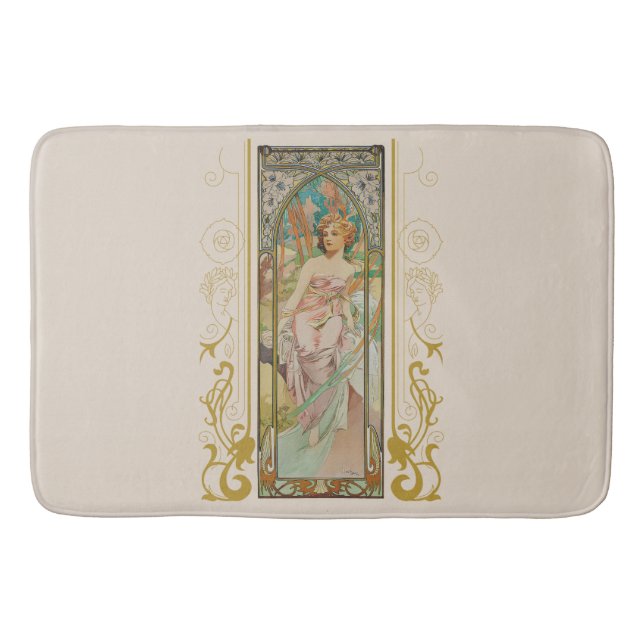 Art Nouveau Alphonse Mucha - Morning Awakening  Bath Mat (Front)