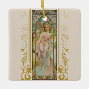 Art Nouveau Alphonse Mucha - Morning Awakening Ceramic Ornament