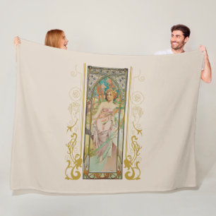 Art Nouveau Alphonse Mucha - Morning Awakening Fleece Blanket