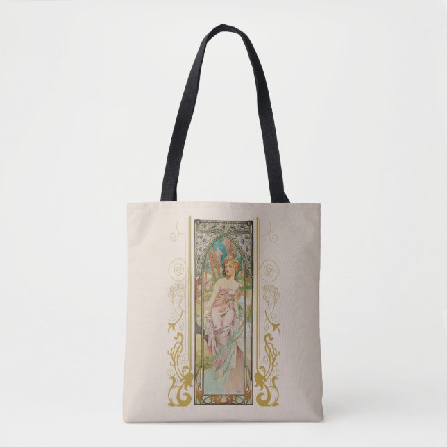 Art Nouveau Alphonse Mucha - Morning Awakening  Tote Bag (Front)