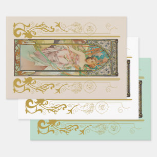 Art Nouveau Alphonse Mucha - Morning Awakening  Wrapping Paper Sheet