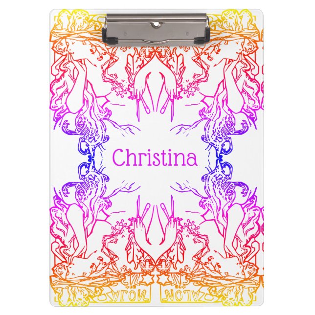 Art nouveau Alphonse Mucha salon colourful Clipboard (Front)