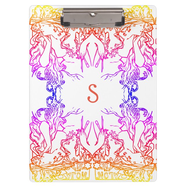 Art nouveau Alphonse Mucha salon colourful girly  Clipboard (Front)