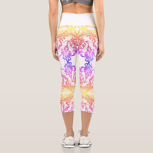 Art nouveau Alphonse Mucha salon woman Capri Leggings (Back)