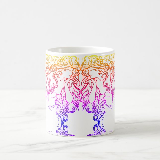 Art nouveau Alphonse Mucha salon woman colourful  Coffee Mug (Center)