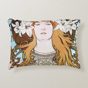 Art Nouveau - Alphonse Mucha - Sarah Bernhardt Decorative Cushion