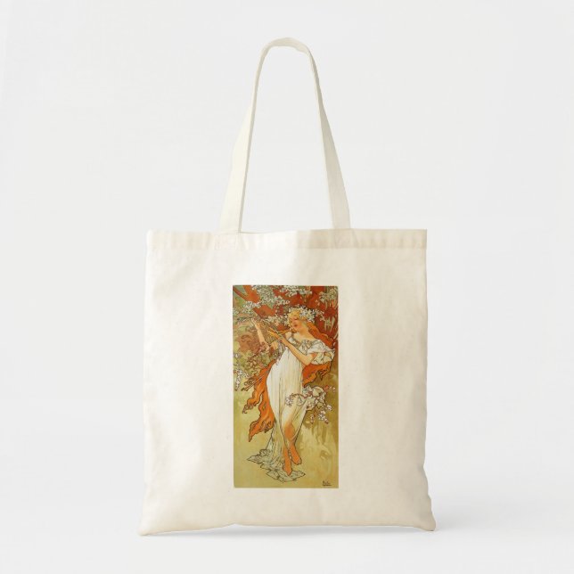 Art Nouveau Alphonse Mucha Spring Tote Bag (Front)