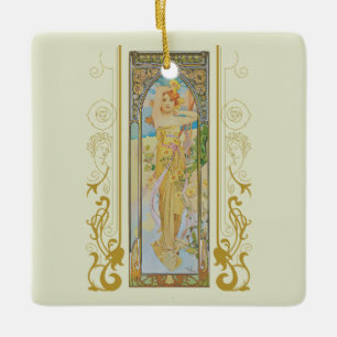 Art Nouveau Alphonse Mucha -The Brightness of Day Ceramic Ornament