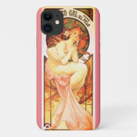 Art nouveau alphonse mucha woman floral perfume