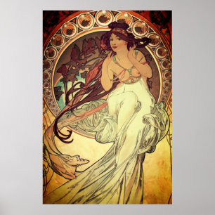 Art nouveau Alphonse Mucha woman music muse Poster