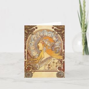 Art Nouveau Alphonse Mucha Zodiac Note Card