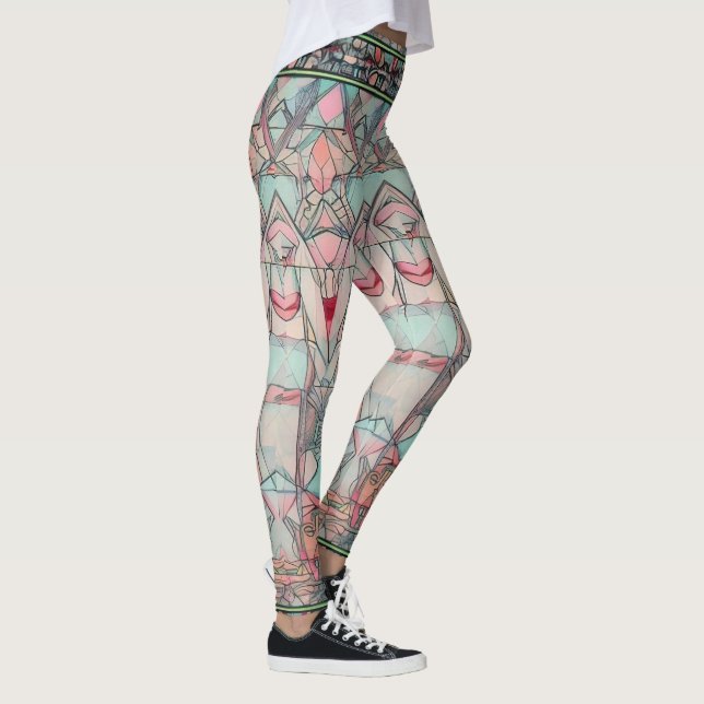 Art nouveau and Persian art- inspired digital art  Leggings (Right)
