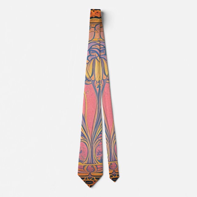 Art nouveau and Persian art- inspired digital art  Tie (Front)