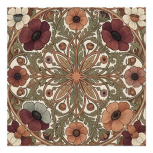 Art Nouveau Anemone Floral Circular Poster