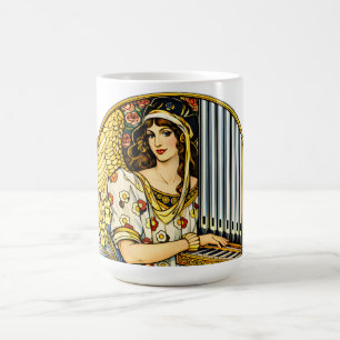 Art Nouveau Angel Organ Player Vintage Music Coffee Mug