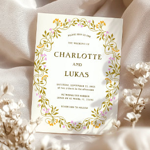 Art Nouveau Antique Floral Wedding Invitation