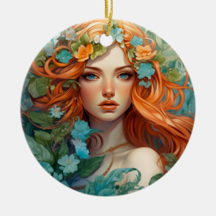 Art Nouveau Aos sí Fairy Ceramic Tree Decoration