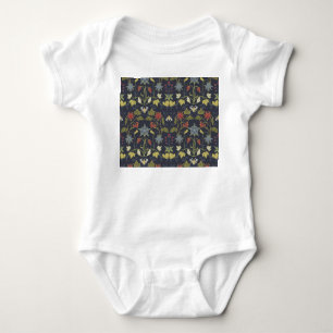 Art Nouveau Aquilegia: Dark Floral Baby Bodysuit