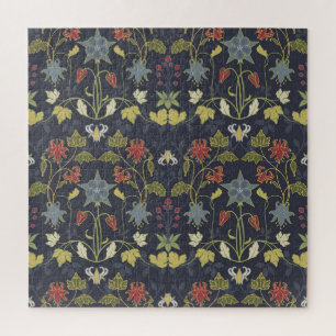 Art Nouveau Aquilegia: Dark Floral Jigsaw Puzzle