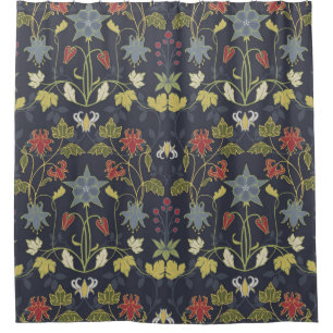 Art Nouveau Aquilegia: Dark Floral Shower Curtain