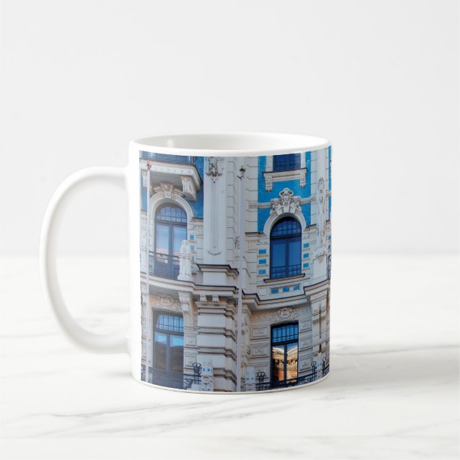 Art Nouveau architecture in Riga, Latvia Coffee Mug (Left)