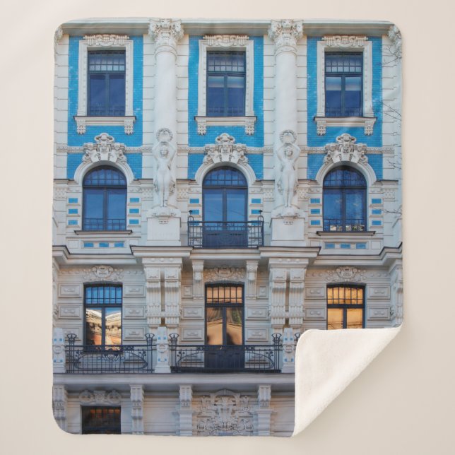 Art Nouveau architecture in Riga, Latvia Sherpa Blanket (Front)