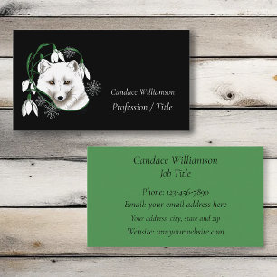 Art Nouveau Arctic White Fox Business Card