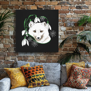 Art Nouveau Arctic White Fox Canvas Print