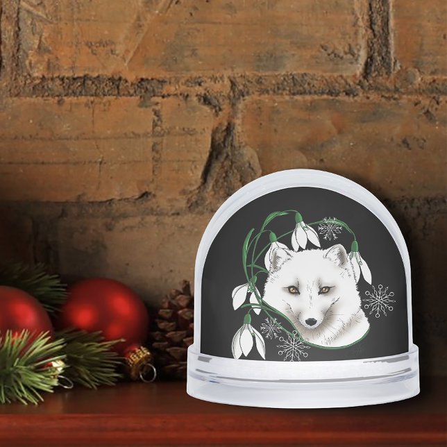 Art Nouveau Arctic White Fox Snowglobe (Creator Uploaded)