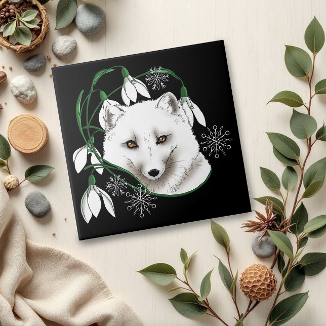 Art Nouveau Arctic White Fox Tile (Creator Uploaded)