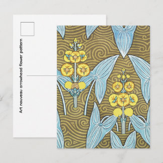 Art nouveau arrowhead flower pattern  postcard