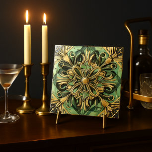 Art Nouveau /Art Deco Backsplash Gold Green  Tile