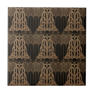 Art nouveau,art deco,Black,bronse,elegant,chic,pat Tile