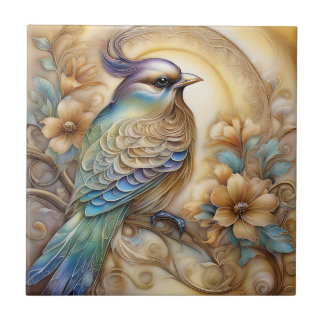 Art Nouveau Art Deco Ceramic Tile Dectrotive Bird
