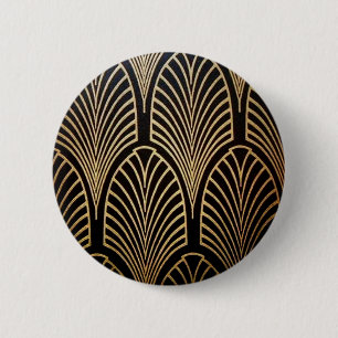 Art nouveau, art deco, fan pattern, bronze,gold,bl 6 cm round badge