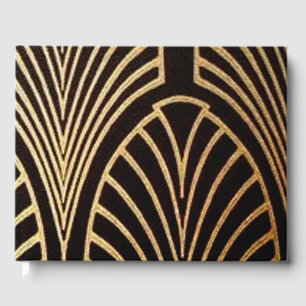 Art nouveau, art deco, fan pattern, bronze,gold,bl guest book