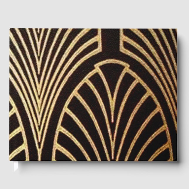 Art nouveau, art deco, fan pattern, bronze,gold,bl guest book (Front)