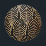 Art nouveau, art deco, fan pattern, bronze,gold,bl round clock<br><div class="desc">Art nouveau,  art deco,  fan pattern,  bronze, gold, black, chic, elegant, vintage, belle époque, </div>