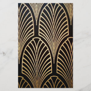 Art nouveau, art deco, fan pattern, bronze,gold,bl stationery