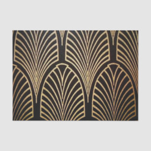 Art nouveau, art deco, fan pattern, bronze,gold,bl tissue paper