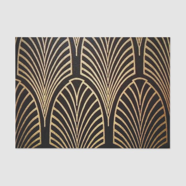 Art nouveau, art deco, fan pattern, bronze,gold,bl tissue paper (Front)