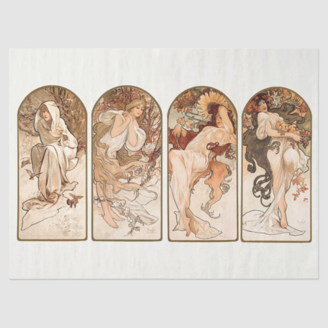 Art Nouveau, Art Deco, Season, Decoupage Mucha Tissue Paper (Front)