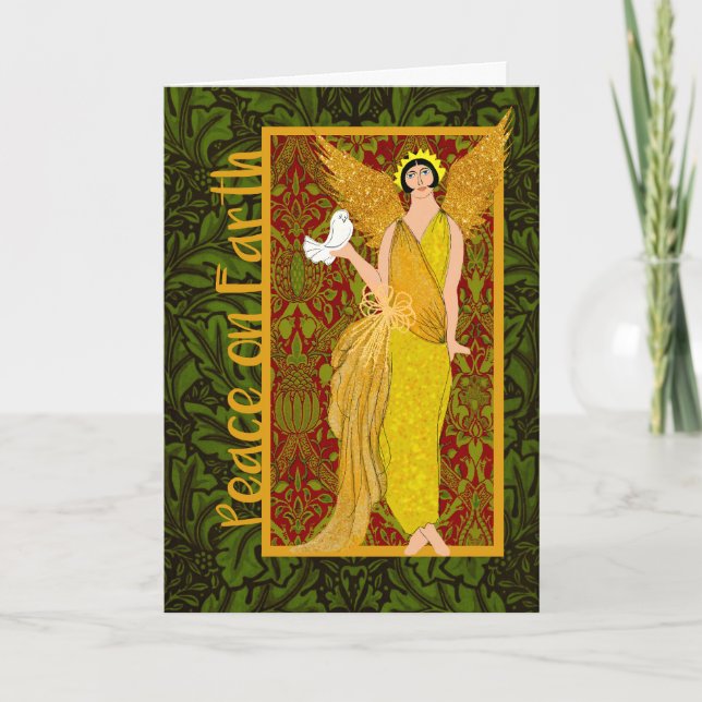 Art Nouveau Arts and Crafts Retro Christmas Card (Front)