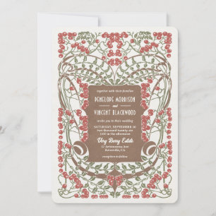 Art Nouveau August Berries Wedding Elegance Invitation