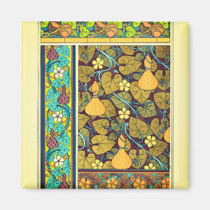 Art nouveau autumn floral elegant gourd purple magnet