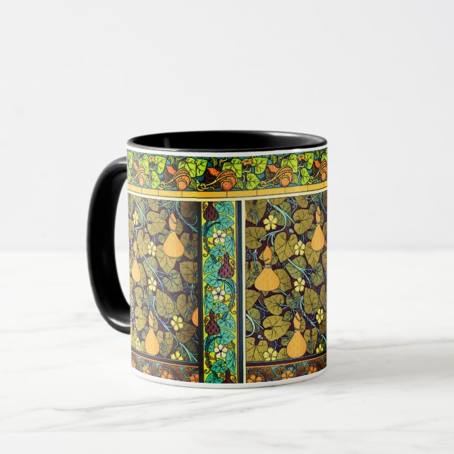 Art nouveau autumn floral elegant gourd purple  mug (Front Left)