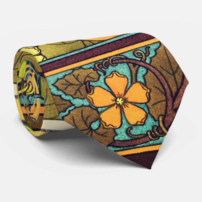 Art nouveau autumn floral elegant gourd purple  tie (Rolled)