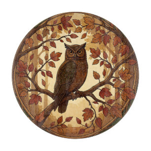 Art Nouveau Autumn Owl Forest Cutting Board