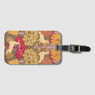 Art nouveau autumn trees and deer fall Verneuil Luggage Tag
